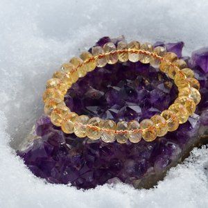 Crystalbabyhkyyc 🔮 11mm Natural Faceted Citrine Bracelet